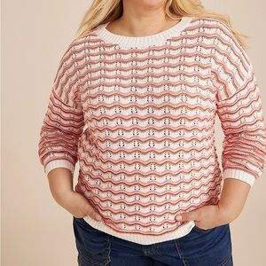 Maurices Pink and Brown Knit Sweater